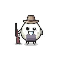 mascotte de chasseur d'onigiri tenant une arme à feu vecteur