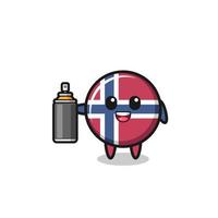 le joli drapeau norvégien en bombardier graffiti vecteur