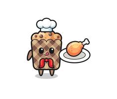 personnage de dessin animé de chef de poulet frit muffin vecteur