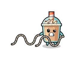 illustration de milkshake faisant de l'exercice de corde de combat vecteur