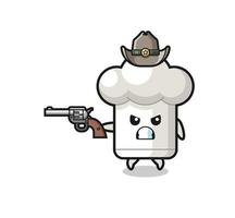 le chapeau de chef cowboy tirant avec une arme à feu vecteur