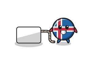 le dessin animé du drapeau de l'islande tire une bannière vecteur