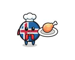 drapeau de l'islande personnage de dessin animé de chef de poulet frit vecteur