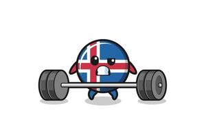 dessin animé du drapeau islandais soulevant une barre vecteur