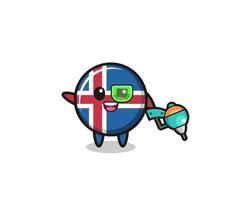 caricature du drapeau de l'islande en tant que mascotte du futur guerrier vecteur