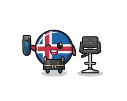 Le salon de coiffure du drapeau islandais tient un trimère vecteur