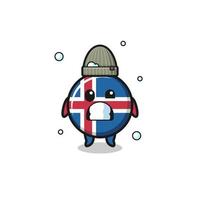 drapeau d'islande de dessin animé mignon avec une expression frissonnante vecteur