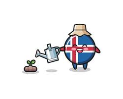 le joli drapeau islandais arrose les graines de plantes vecteur