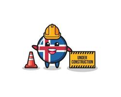 illustration du drapeau islandais avec bannière en construction vecteur