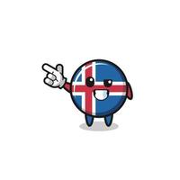 mascotte du drapeau de l'islande pointant en haut à gauche vecteur