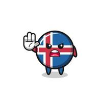 caractère du drapeau de l'islande faisant un geste d'arrêt vecteur