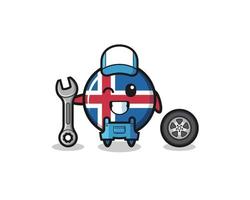 le personnage du drapeau islandais en tant que mascotte mécanique vecteur