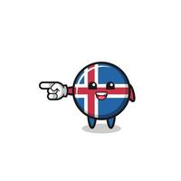 dessin animé drapeau islande avec geste pointant vers la gauche vecteur