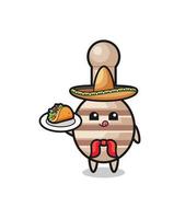 mascotte de chef mexicain miel louche tenant un taco vecteur
