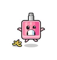 le dessin animé de parfum glisse sur une peau de banane vecteur