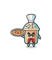 personnage de milkshake en tant que mascotte du chef italien vecteur