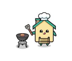 chef de barbecue maison avec un grill vecteur