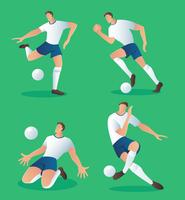 jeu de personnages de football action, illustration vectorielle de joueur de football vecteur