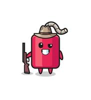 mascotte de chasseur de dynamite tenant un pistolet vecteur