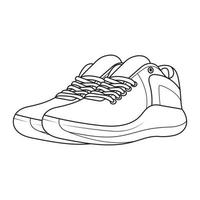 contour de sneaker dessiné à la main. vecteur de dessin, sneaker de ligne noire. illustration vectorielle.