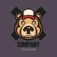 tête d'ours avec logo chapeau. tête d'ours logo illustration vectorielle vecteur