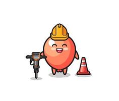 mascotte de travailleur routier de ballon tenant une perceuse vecteur