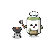 poubelle barbecue chef avec un grill vecteur