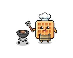 chef barbecue gaufre avec un grill vecteur