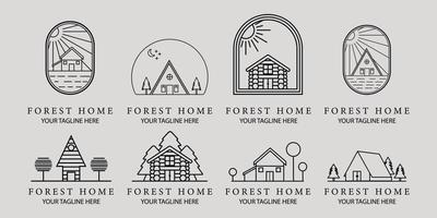 ensemble de chalet ou de maison dessin au trait minimaliste simple vecteur logo icône illustration design