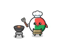 chef de barbecue drapeau madagascar avec un grill vecteur