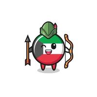 Caricature du drapeau du Koweït en tant que mascotte d'archer médiéval vecteur