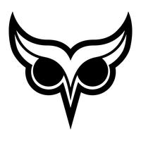Owl Bird Logo aux grands yeux et sourcils en vecteur noir