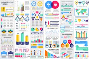 Modèle de conception infographique éléments visualisation de données vecteur. Peut être utilisé pour les étapes, les options, les processus métier, les flux de travail, les diagrammes, le concept d&#39;organigramme, la chronologie, les icônes marketing et vecteur