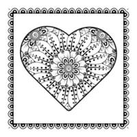 fleur de mehndi avec cadre en forme de coeur. décoration en ornement oriental ethnique, doodle. vecteur