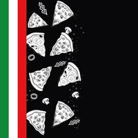 drapeau italien et pizzas vecteur