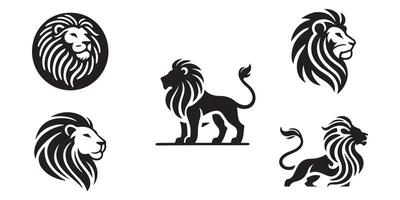 puissant Lion logos dans noir et blanc vecteur