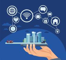 smart city sur smartphone vecteur