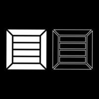 caisse pour le transport de marchandises boîte en bois conteneur icône contour ensemble illustration vectorielle de couleur blanche image de style plat vecteur