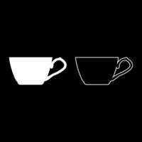 tasse à thé icône contour ensemble couleur blanche illustration vectorielle image de style plat vecteur
