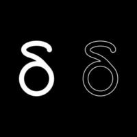 delta grec symbole petite lettre minuscule police icône contour ensemble blanc couleur illustration vectorielle image de style plat