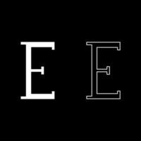 epsilon grec symbole majuscule majuscule police icône contour ensemble blanc couleur illustration vectorielle image de style plat vecteur