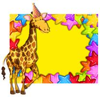 Girafe sur une bordure colorée vecteur