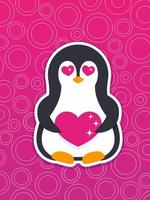 emoji, autocollant vectoriel avec pingouin amoureux