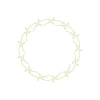 couronne de printemps dessinés à la main de vecteur isolé sur fond blanc. contour cercle de feuilles. style de griffonnage. cadre fleuri.
