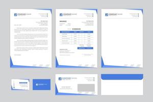 ensemble d'en-tête de lettre, facture, carte de visite et conception d'enveloppe vecteur