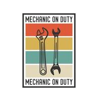 mécanicien en service typographie vintage rétro mécanicien ouvrier ingénieur slogan t-shirt design illustration vecteur