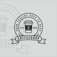 café-restaurant dessin au trait logo illustration vectorielle modèle icône conception graphique. signe ou symbole de boisson ou de boisson pour les entreprises avec un badge et un style de typographie vecteur