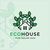 conception graphique d'icône de modèle d'illustration vectorielle de logo de maison écologique. bâtiment et architecture avec la nature des feuilles pour les entreprises et les entreprises vecteur