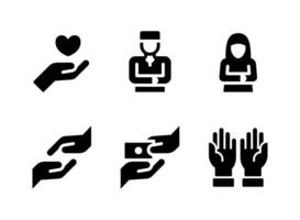ensemble simple d'icônes solides vectorielles liées à la religion musulmane. contient des icônes comme la charité, l'homme qui prie, la femme et plus encore. vecteur