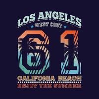 conception de t-shirt vintage de plage de los angeles pour les vacances d'été vecteur